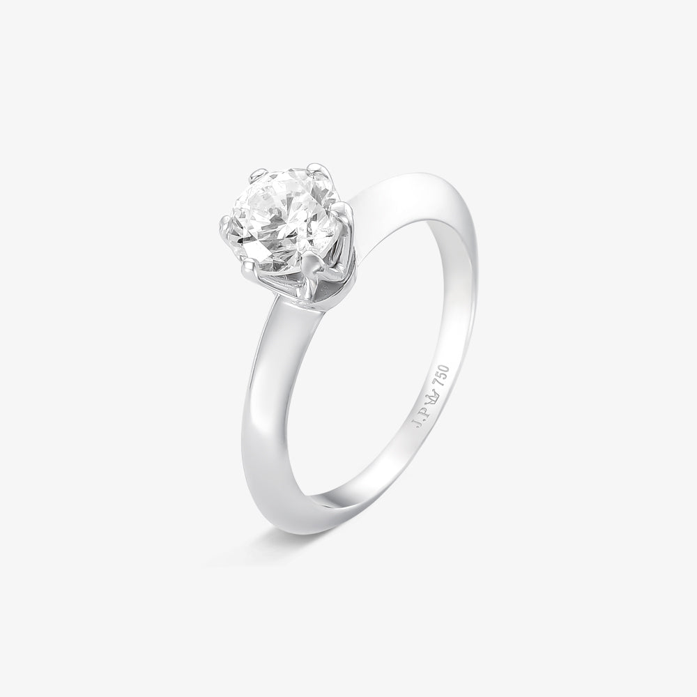 Anel Solitário Promessa com Diamante em Ouro Branco 18K