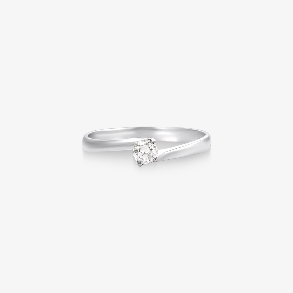 Anel Solitário Encanto com Diamante em Ouro Branco 18K