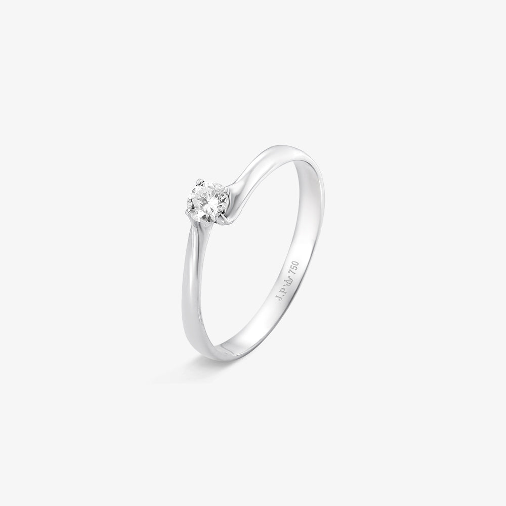 Anel Solitário Encanto com Diamante em Ouro Branco 18K