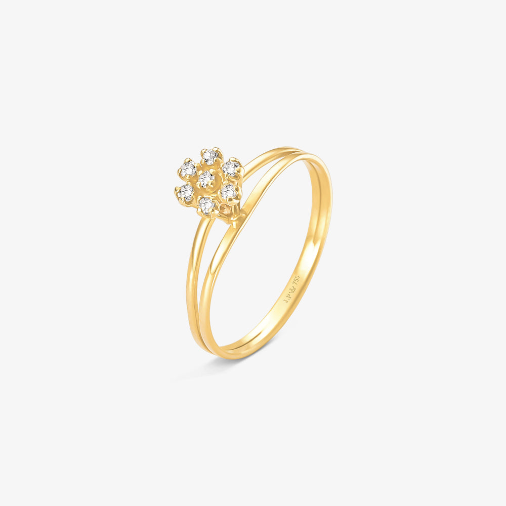 Anel Solitário Victoria com Diamantes em Ouro Amarelo 18K