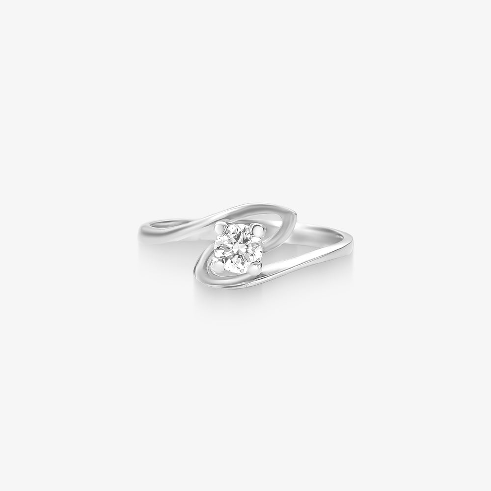 Anel Solitário Boreal com Diamante em Ouro Branco 18K