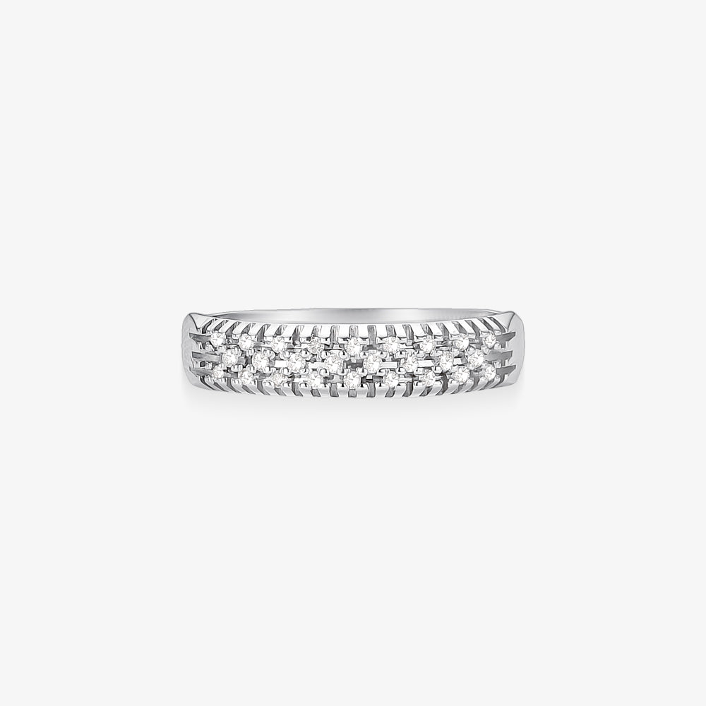 Anel Mel com Diamantes em Ouro Branco 18K