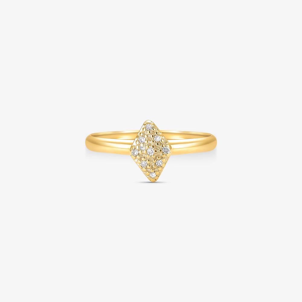 Anel Solitário Radiante com Diamantes em Ouro Amarelo 18K