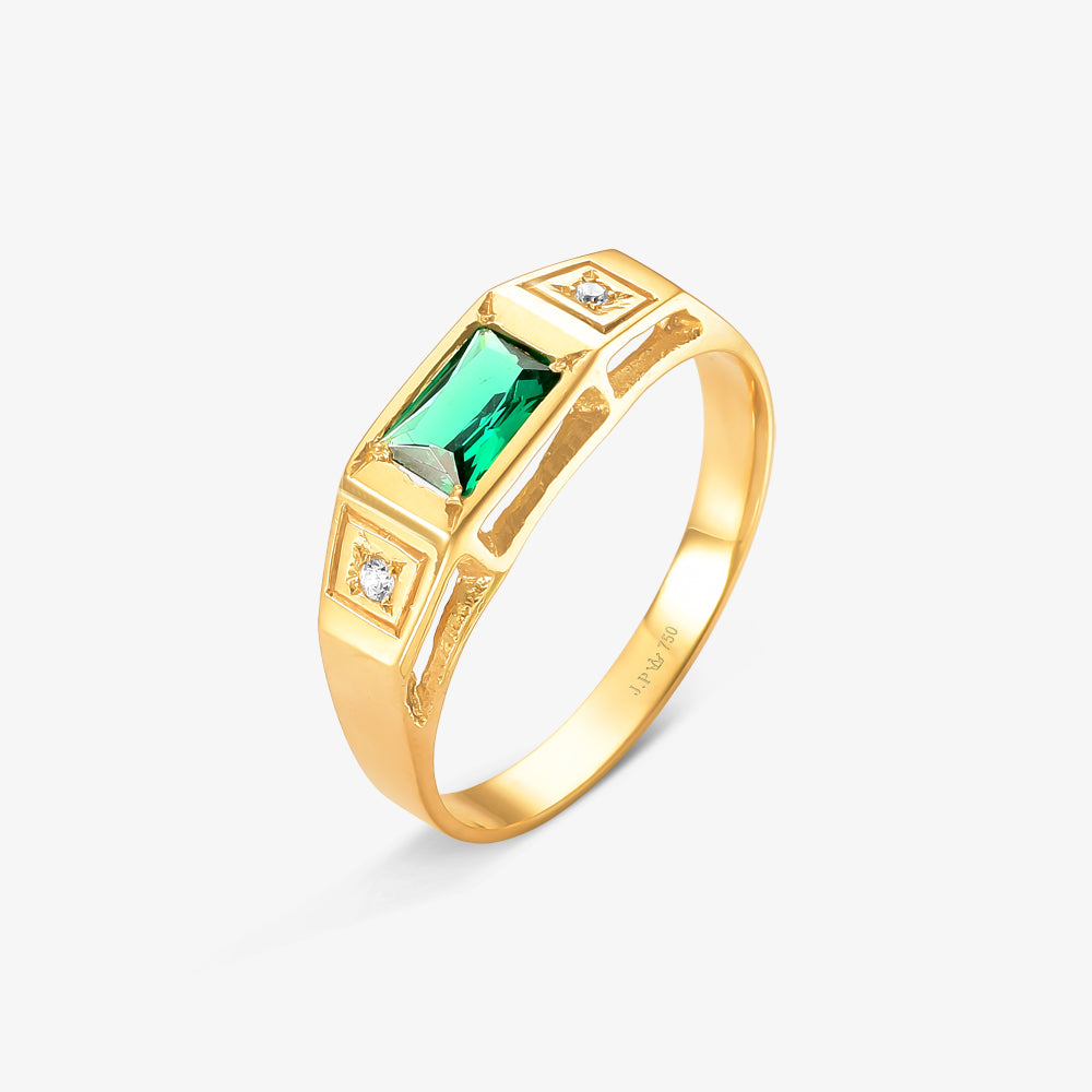 Anel Masculino Luminoso em Ouro Amarelo 18K