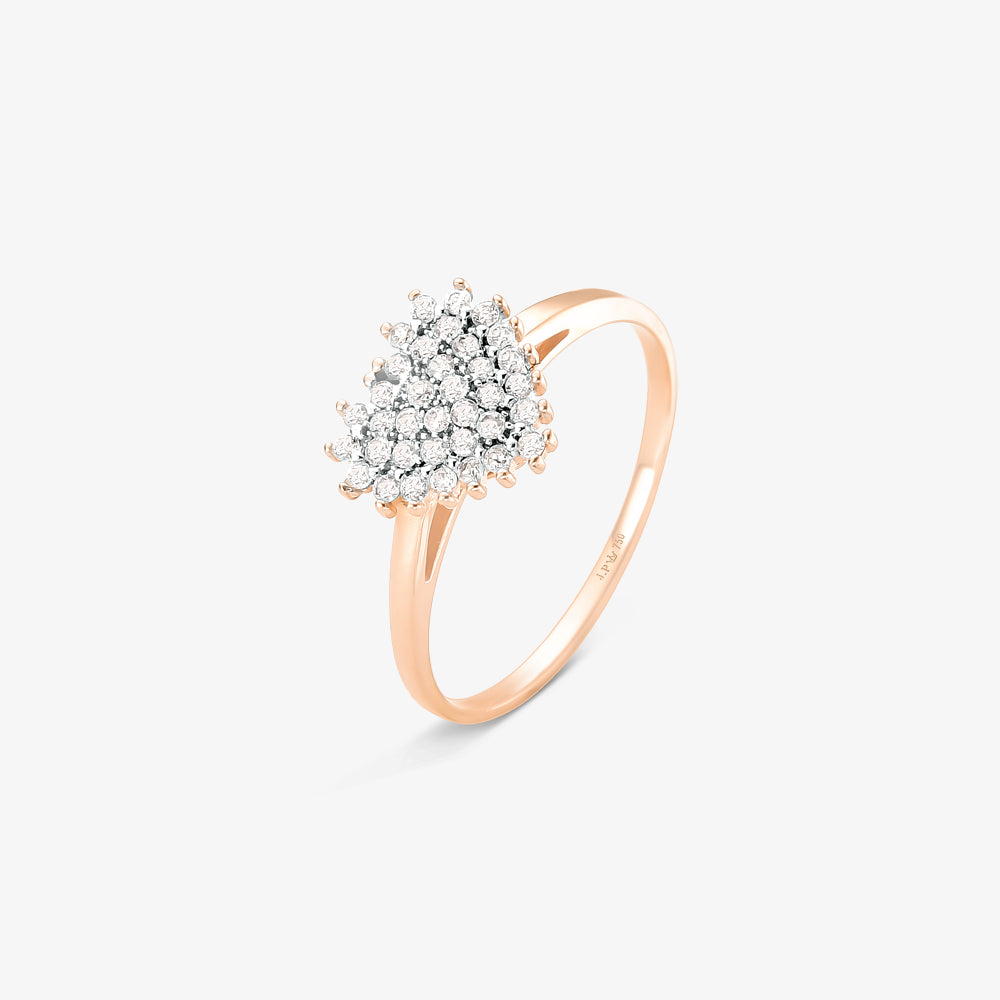 Anel Coração VL com Diamantes em Ouro Rosé 18K