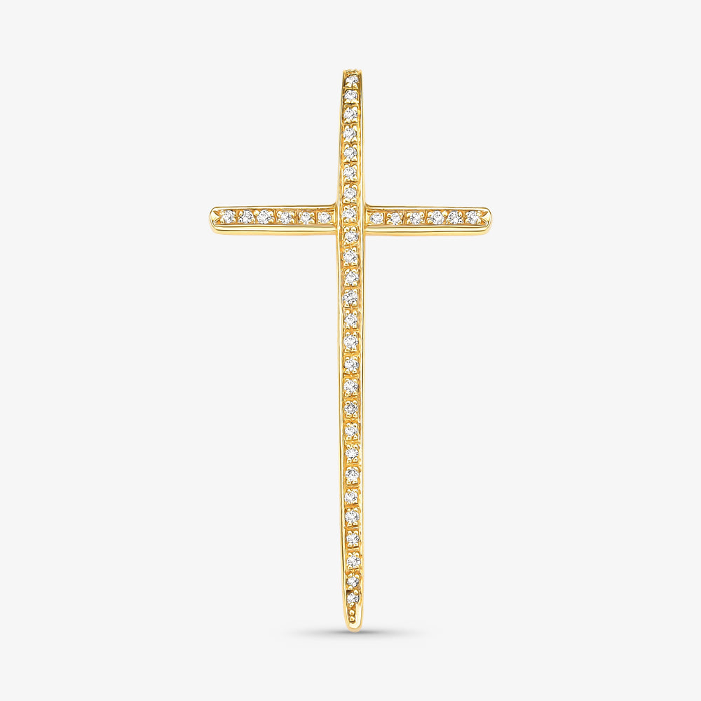 Pingente Cruz com Diamantes em Ouro Amarelo 18K