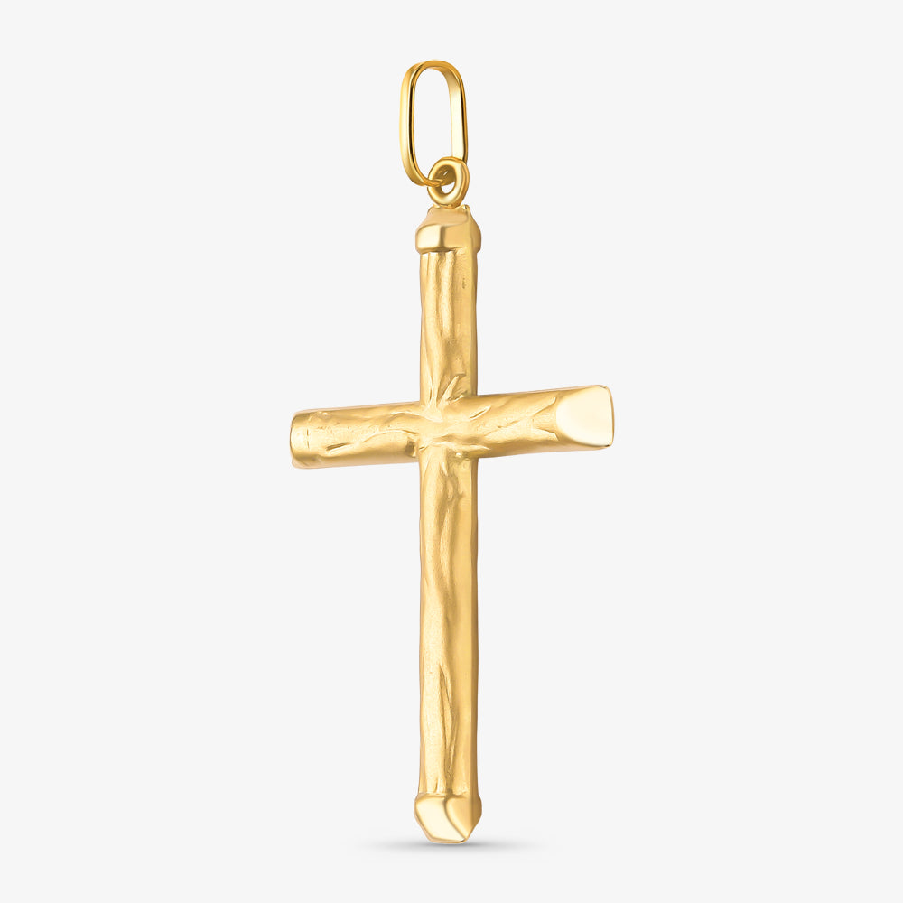 Pingente Cruz Grande Trabalhada em Ouro Amarelo 18K