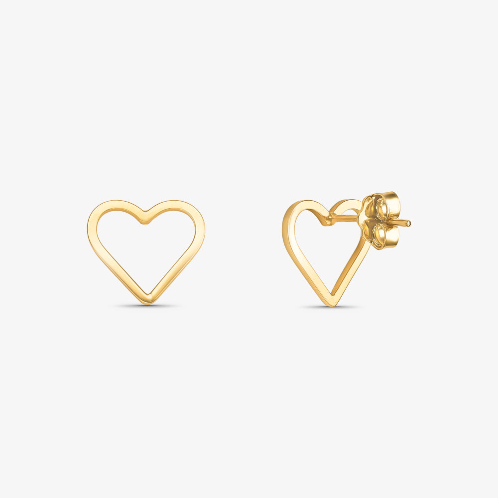 Brinco Coração Vazado em Ouro Amarelo 18K