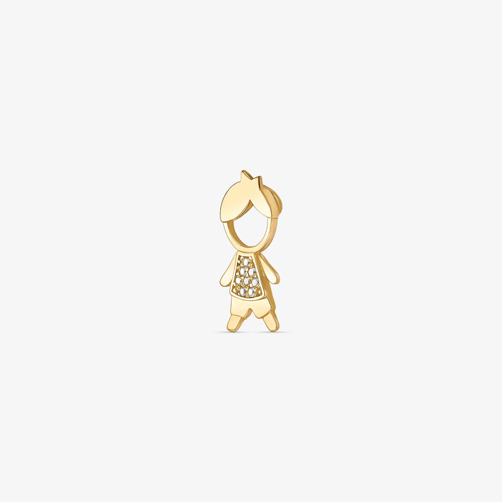 Pingente Menino Franja com Pedras Colorido em Ouro Amarelo 18K