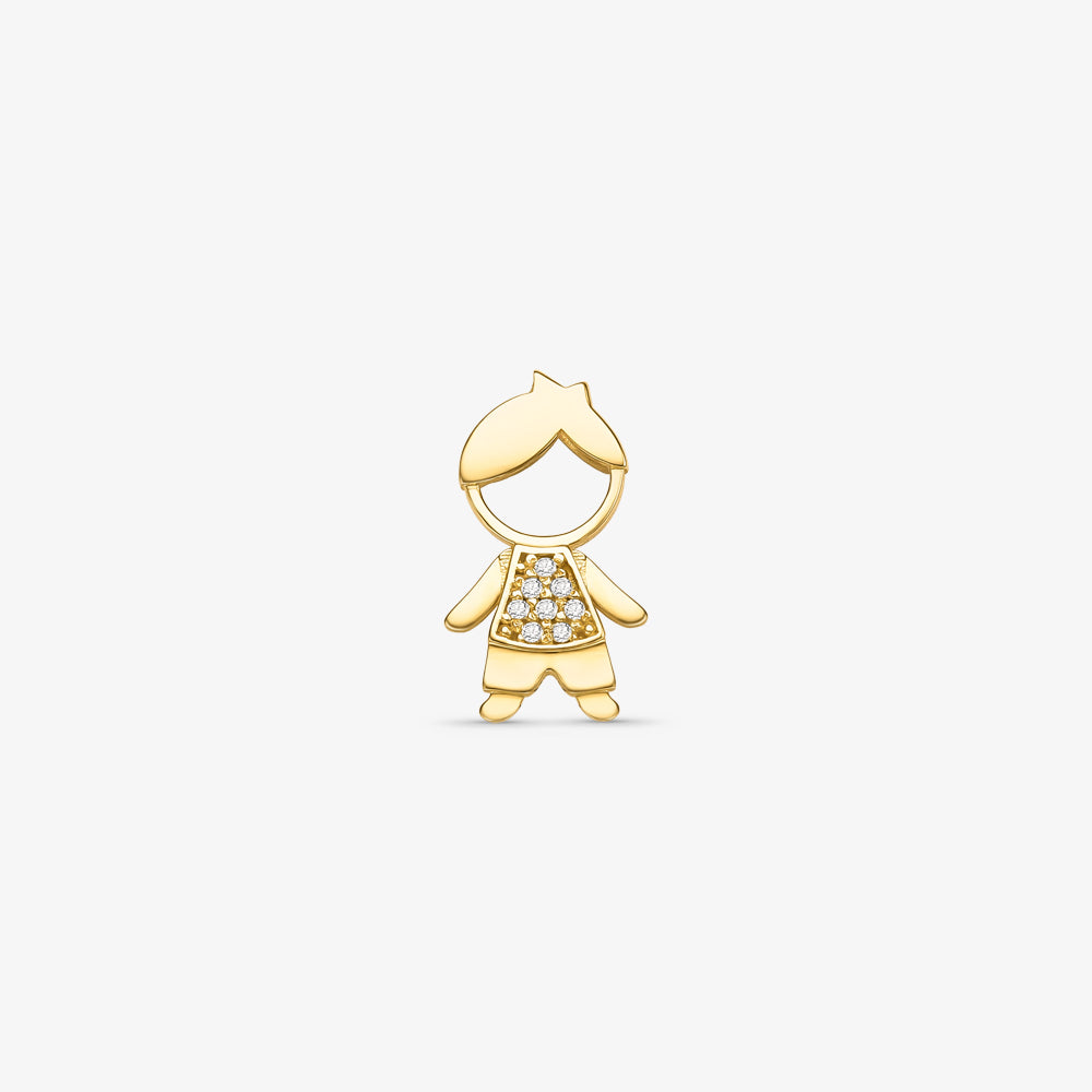 Pingente Menino Franja com Pedras Colorido em Ouro Amarelo 18K