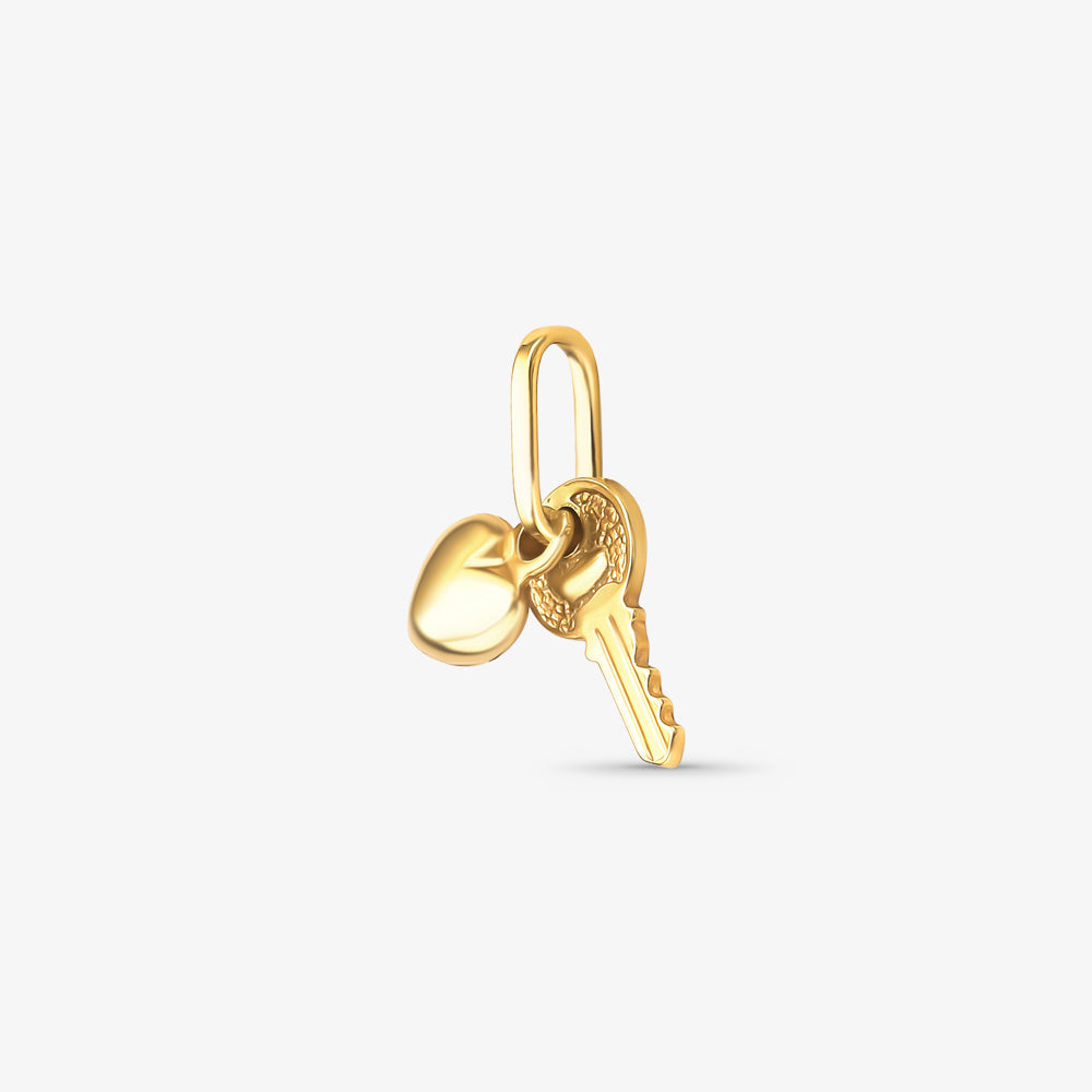Pingente Coração e Chave em Ouro Amarelo 18K