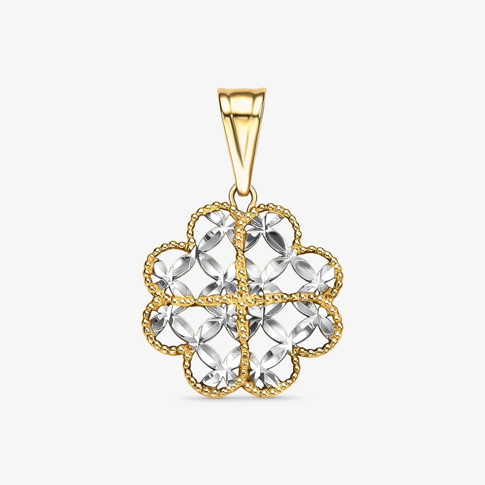 Pingente Trevo Bicolor em Ouro Amarelo 18K