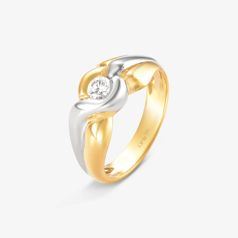 Anel Luz Bicolor em Ouro Amarelo 18K