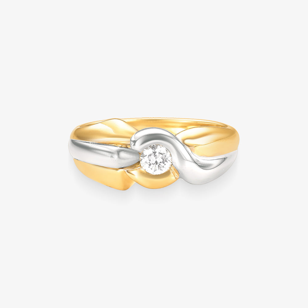 Anel Luz Bicolor em Ouro Amarelo 18K