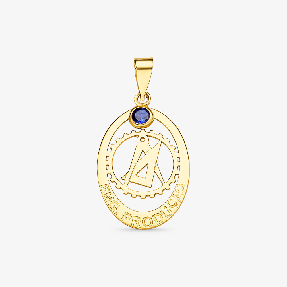 Pingente Formatura Eng. Produção em Ouro Amarelo 18K