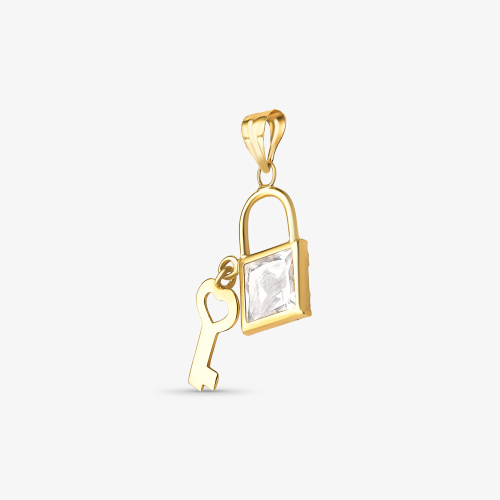 Pingente Cadeado e Chave em Ouro Amarelo 18K