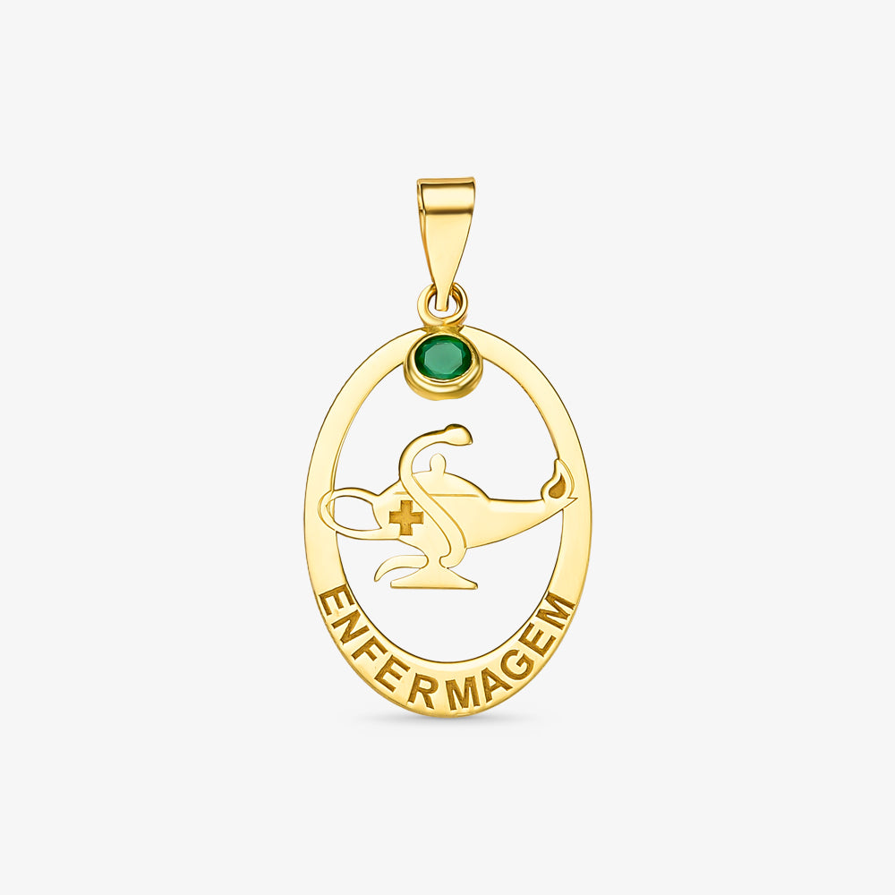 Pingente Formatura Enfermagem em Ouro Amarelo 18K