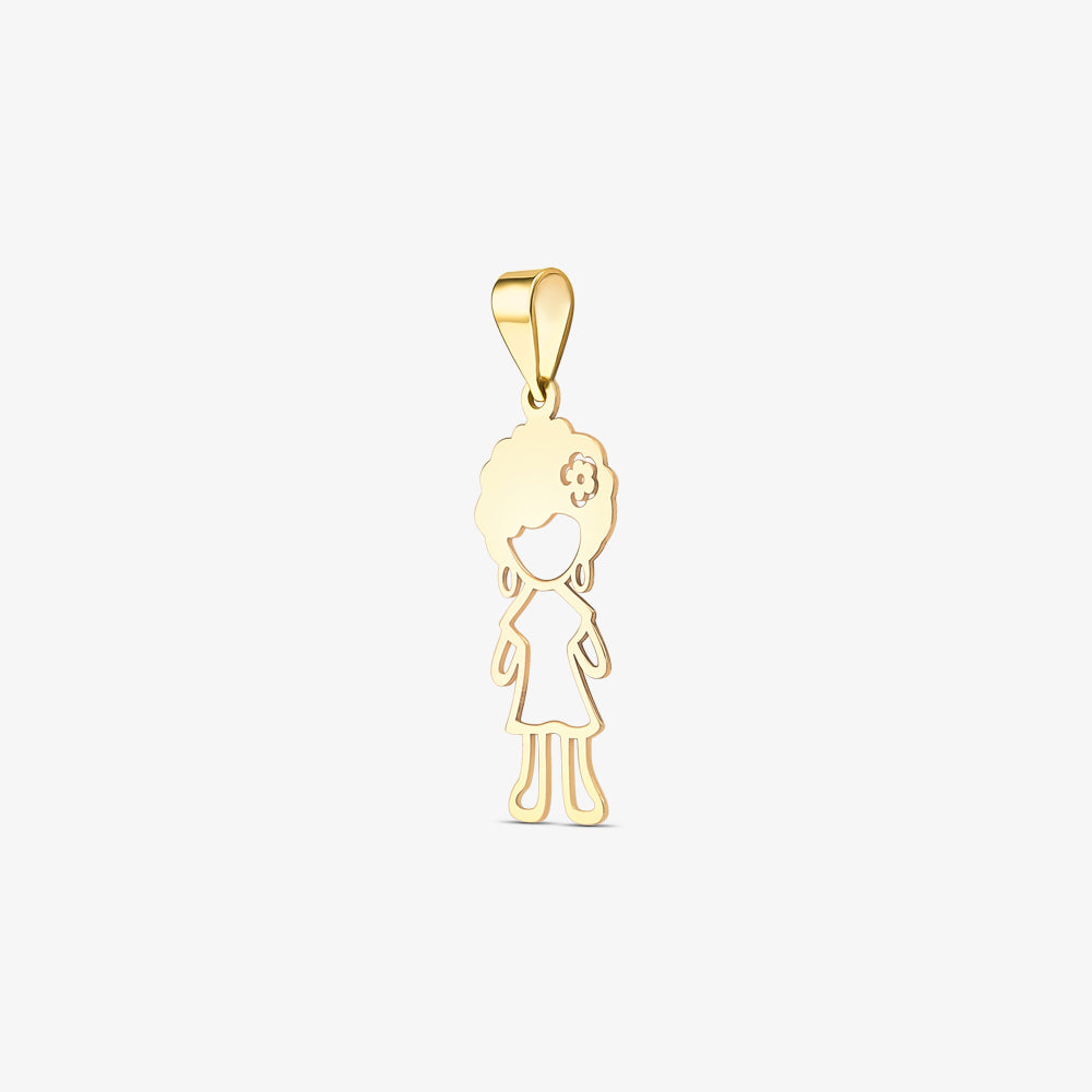 Pingente Menina em Ouro Amarelo 18K