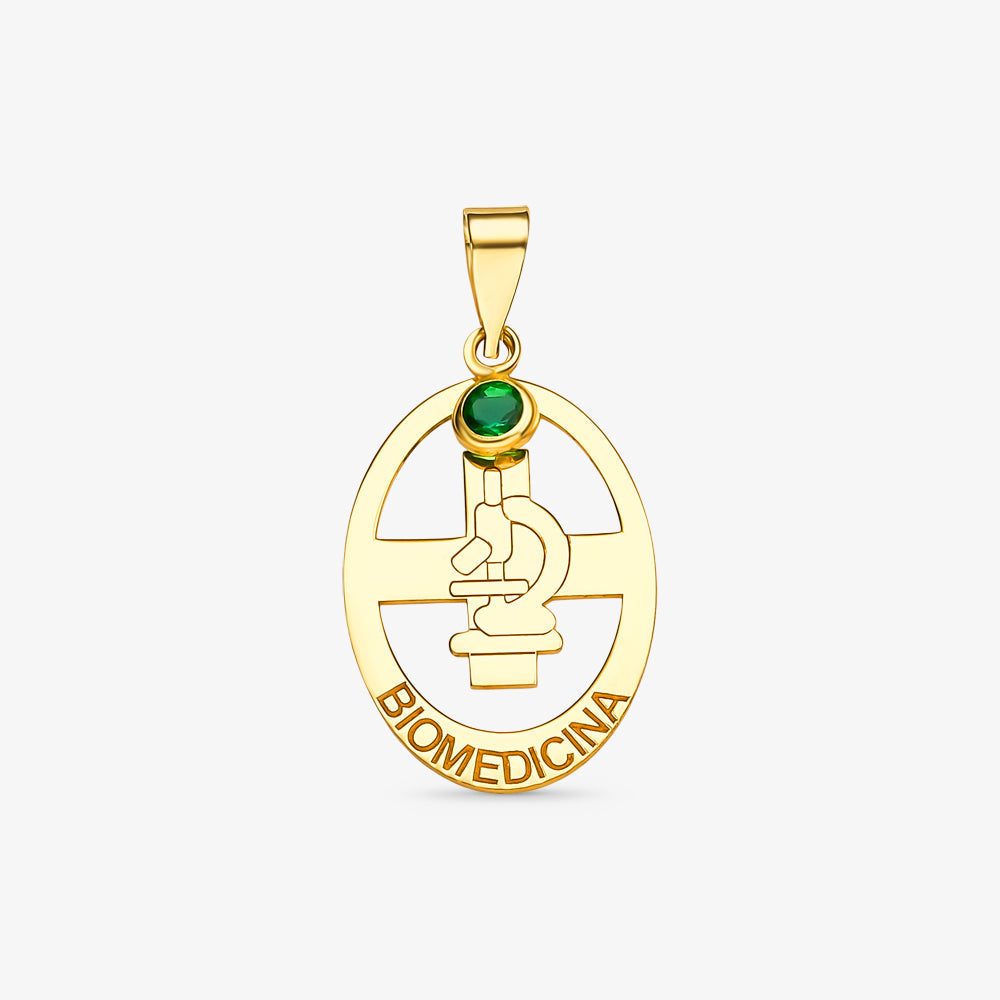 Pingente Formatura Biomedicina em Ouro Amarelo 18K