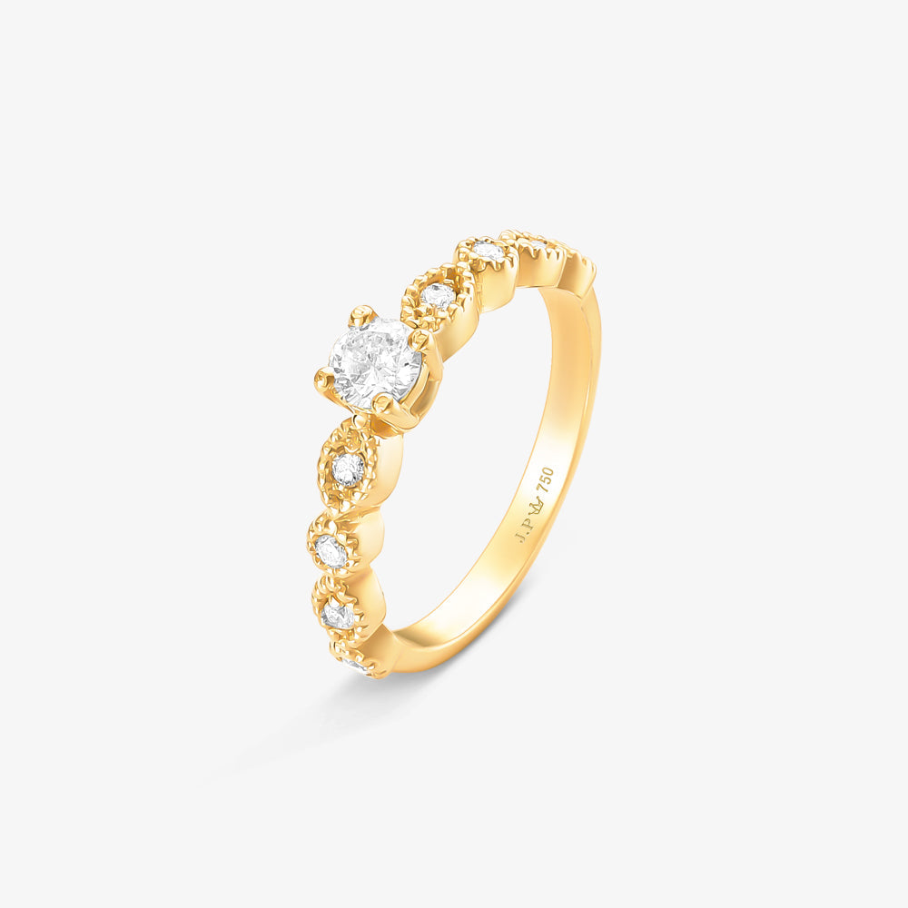 Anel Solitário Paixão com Diamante em Ouro Amarelo 18K