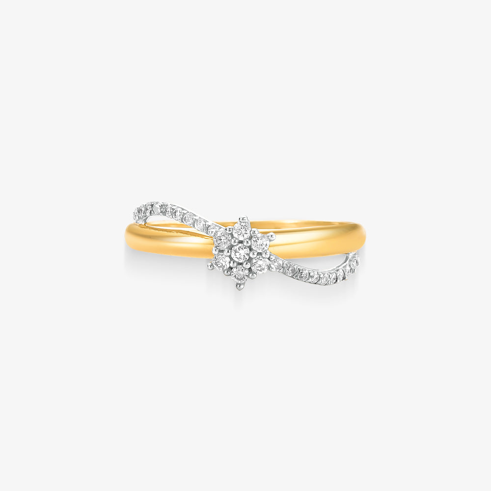 Anel Solitário Duetto com Diamante em Ouro Amarelo 18K