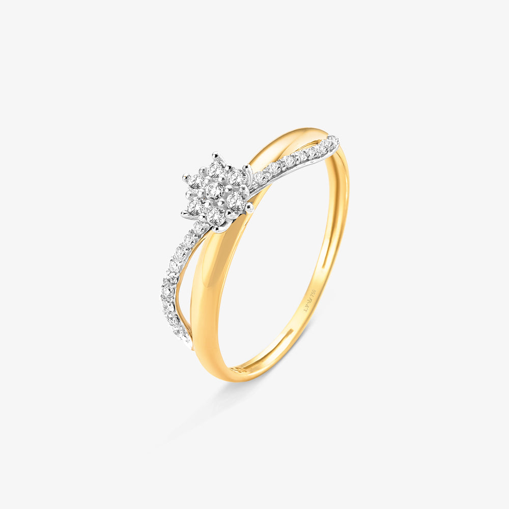 Anel Solitário Duetto com Diamante em Ouro Amarelo 18K