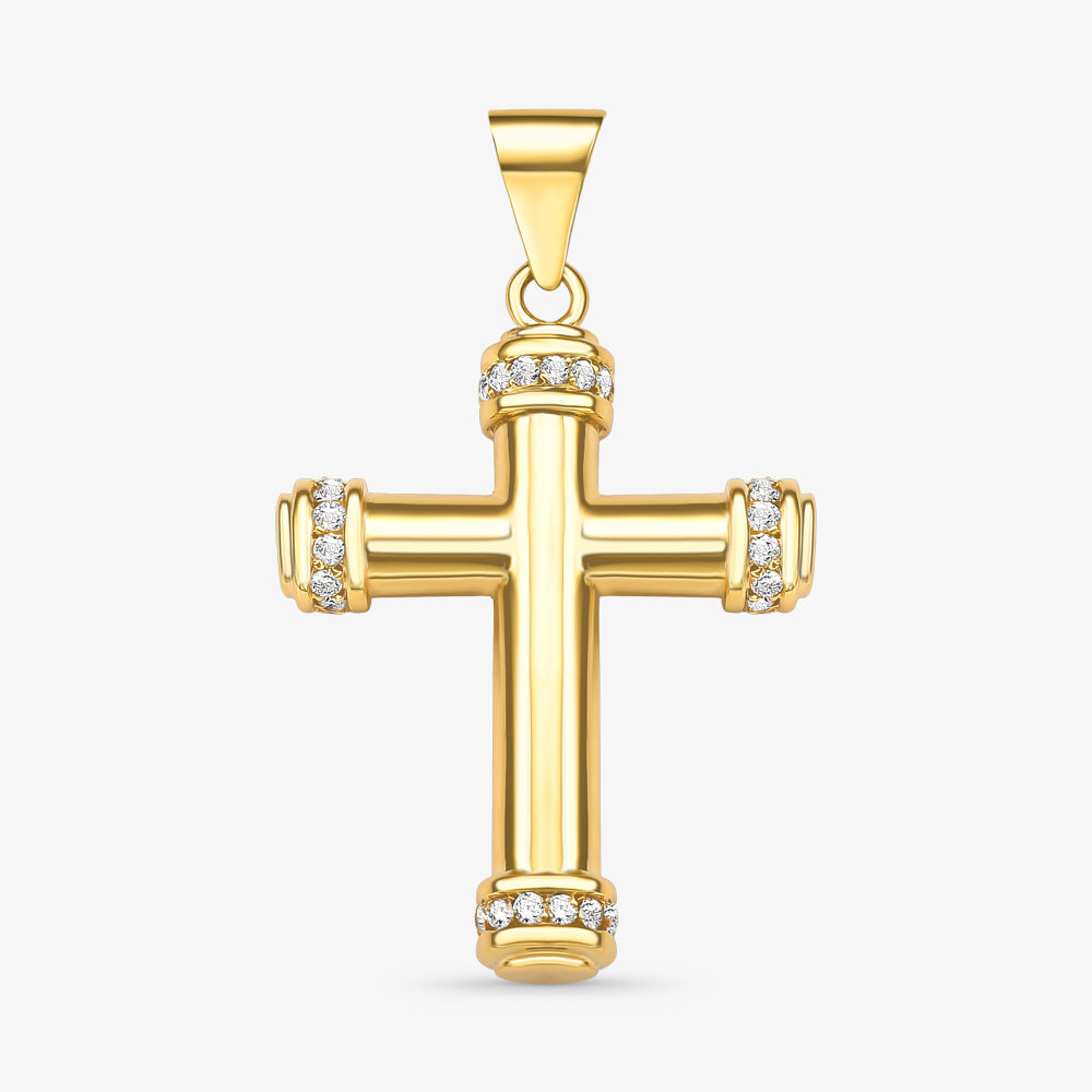 Pingente Cruz com Diamantes em Ouro Amarelo 18K