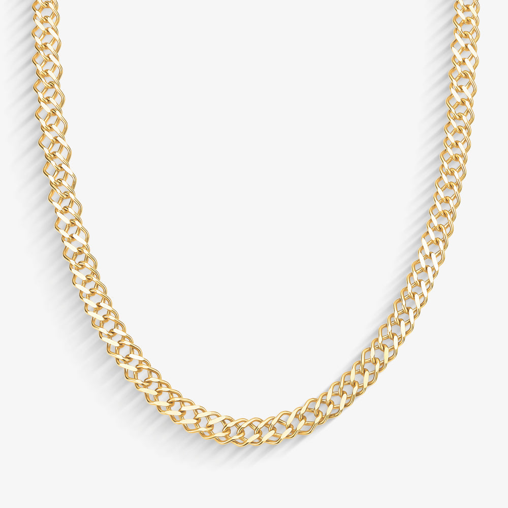 Corrente Grumet Dupla Laminada em Ouro Amarelo 18K, 60cm