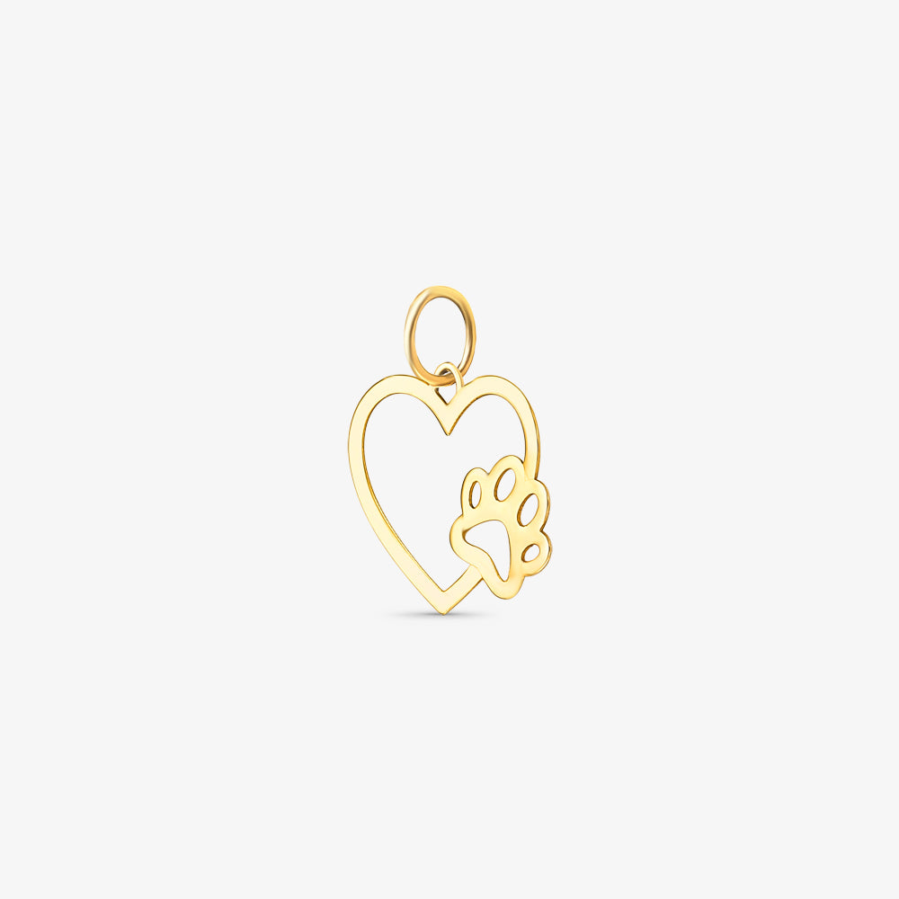 Pingente Coração Vazado com Patinha em Ouro Amarelo 18K