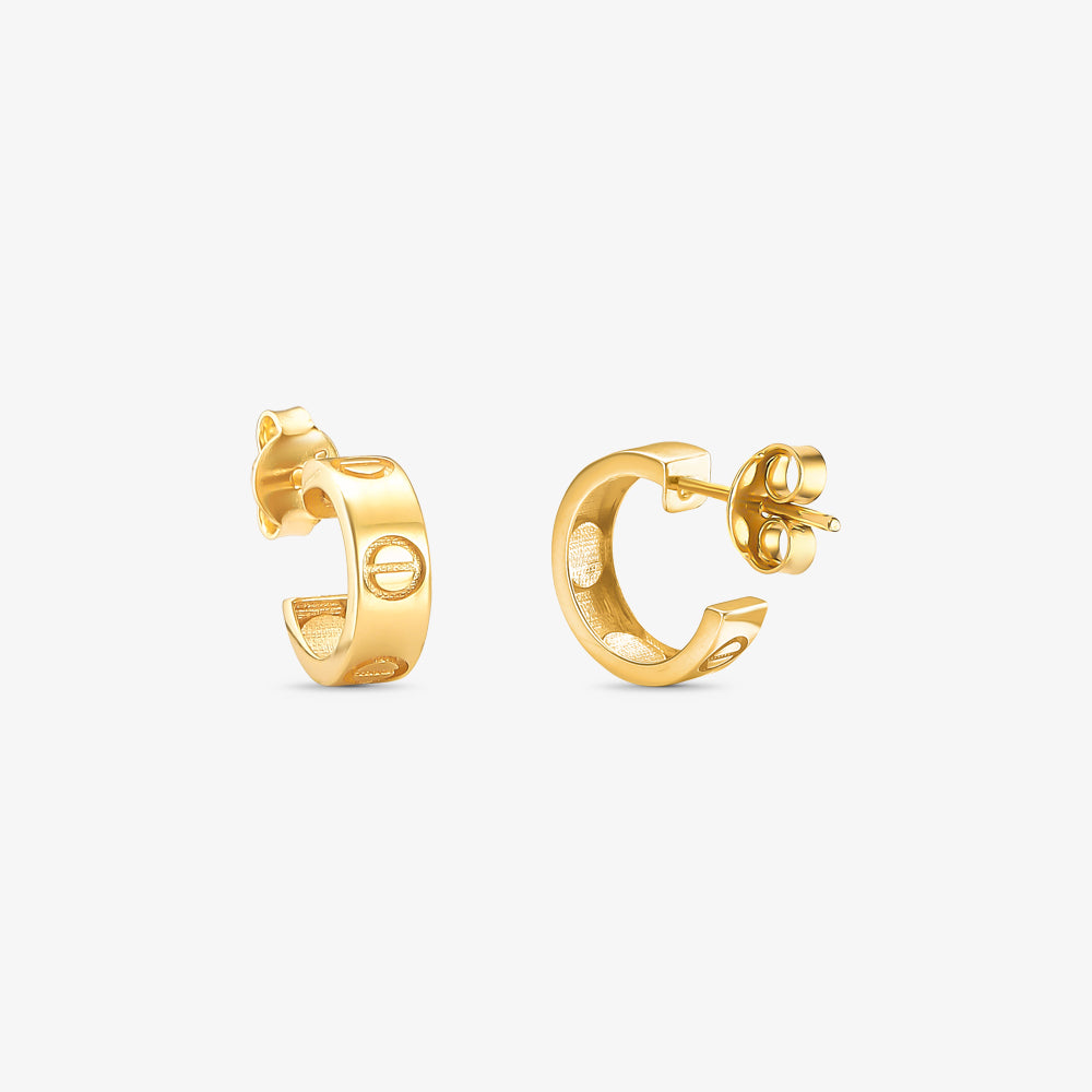 Brinco Argola Trabalhada Pequena em Ouro Amarelo 18K