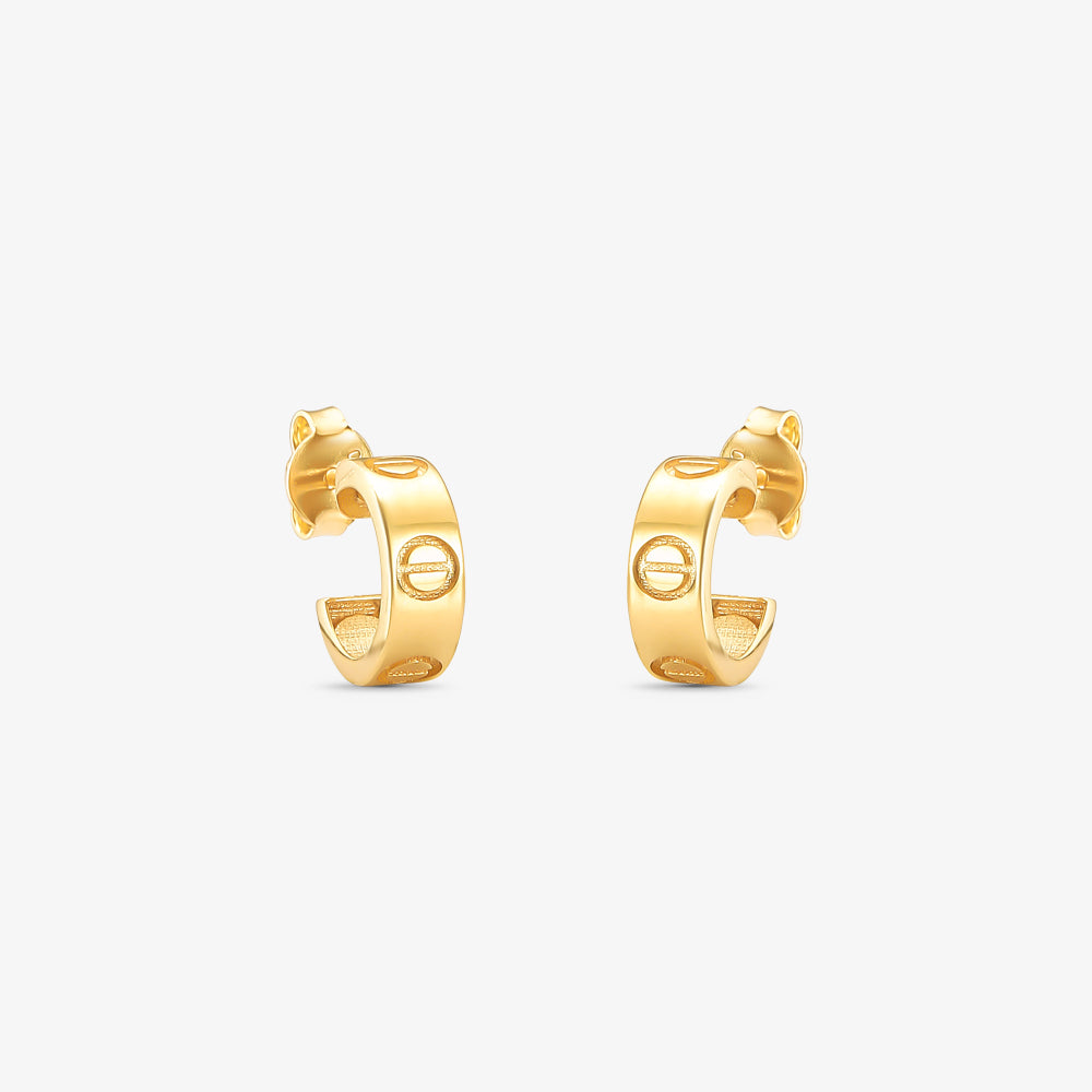 Brinco Argola Trabalhada Pequena em Ouro Amarelo 18K