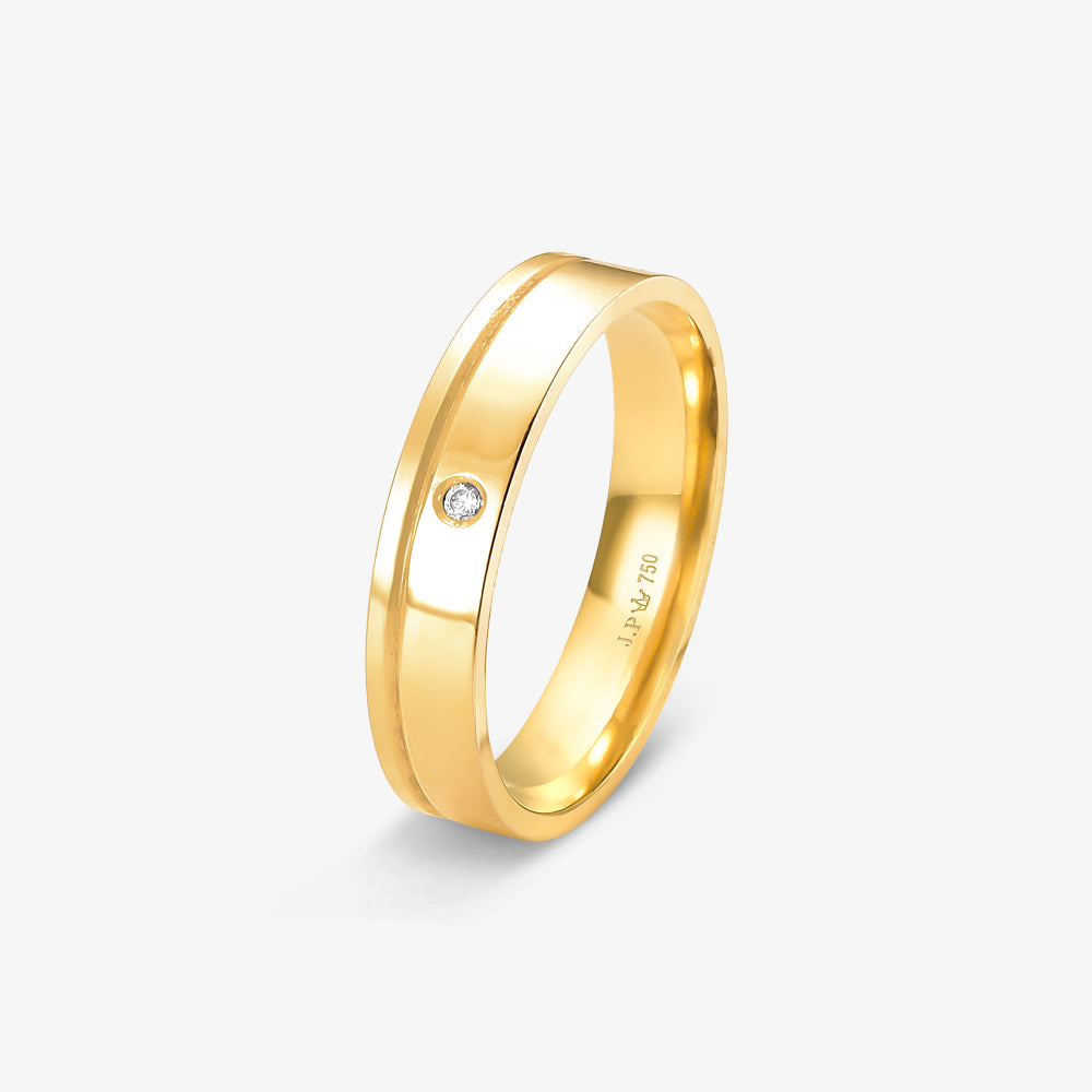 Aliança Risk Comfort com Pedras em Ouro Amarelo 18K, 4,50mm