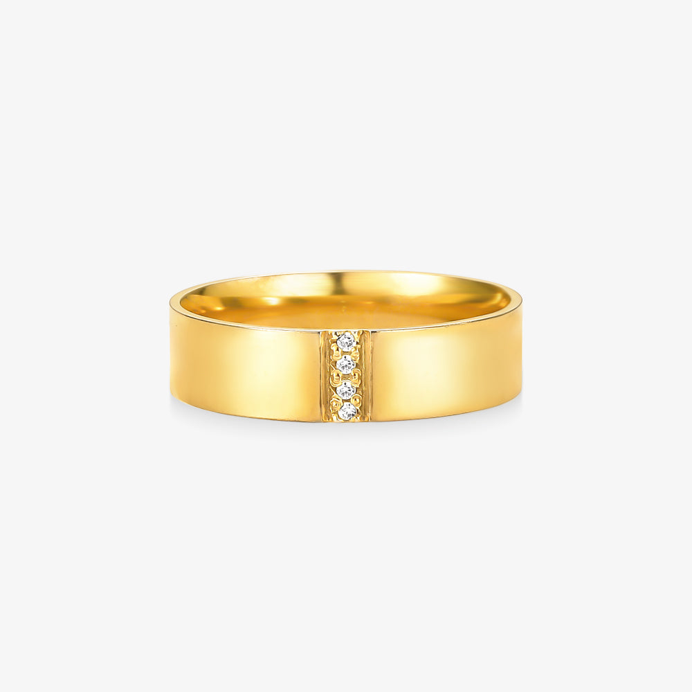 Aliança Velvet Comfort com Pedras em Ouro Amarelo 18K, 5,50mm