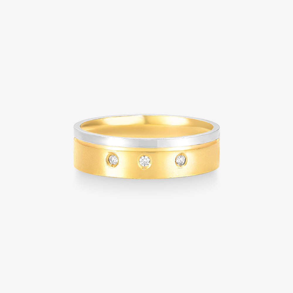 Aliança Noa Comfort Bicolor com Pedras em Ouro 18K, 5,50mm