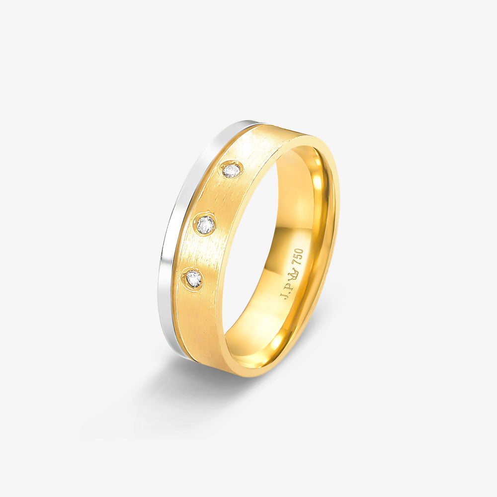 Aliança Noa Comfort Bicolor com Pedras em Ouro 18K, 5,50mm