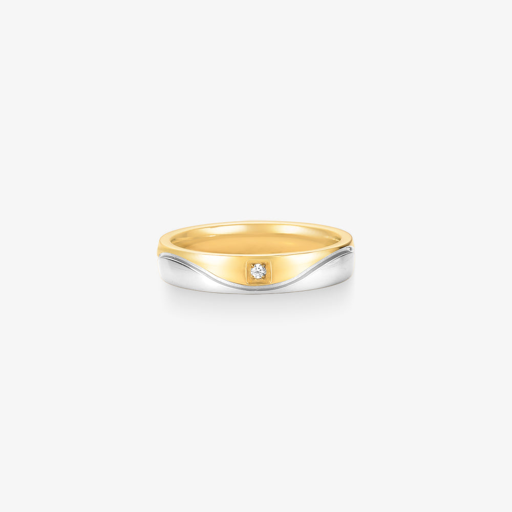 Aliança Charm Comfort Bicolor com Pedras em Ouro 18K, 4mm