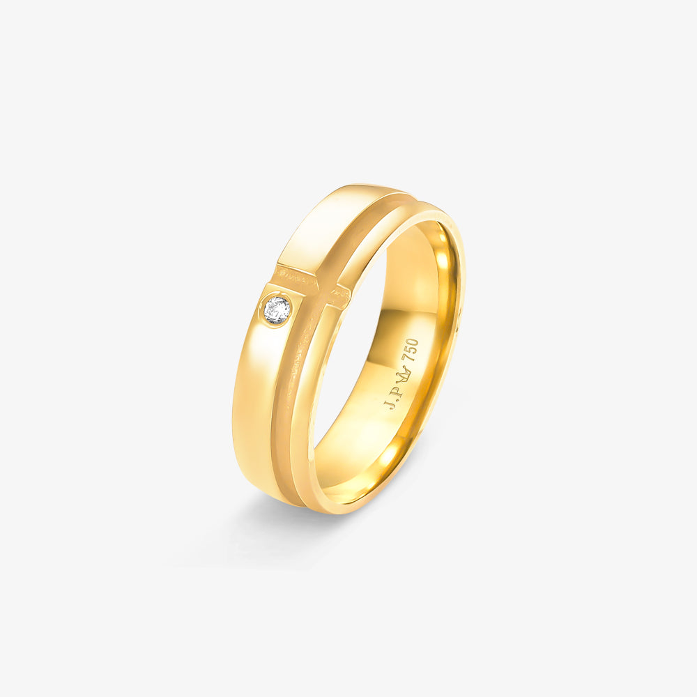 Aliança Shine Comfort com Pedras em Ouro Amarelo 18K, 5,50mm