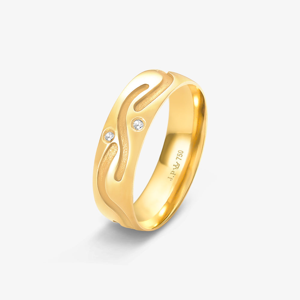 Aliança Radiante Comfort com Pedras em Ouro Amarelo 18K, 6,10mm