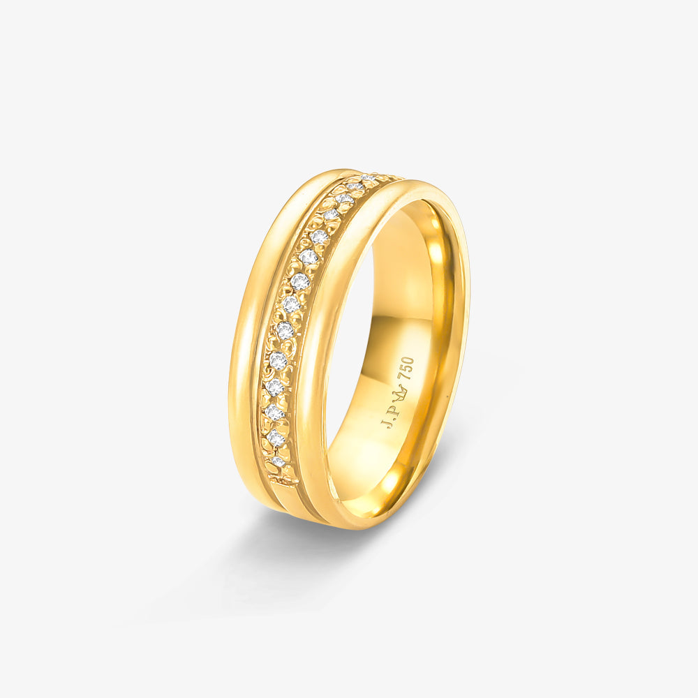 Aliança Lua Comfort com Pedras em Ouro Amarelo 18K, 6,20mm