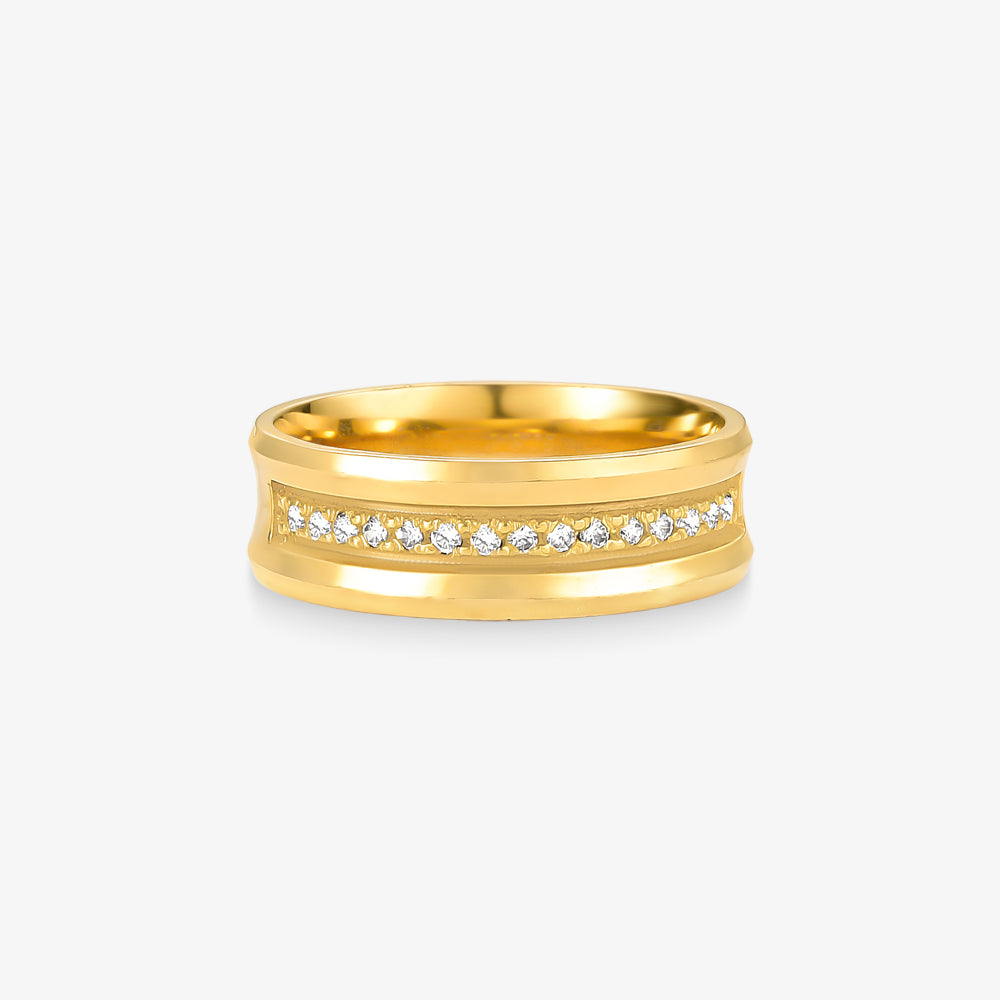 Aliança Lyra Comfort com Pedras em Ouro Amarelo 18K, 6,50mm