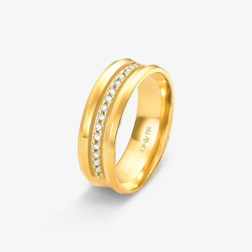 Aliança Lyra Comfort com Pedras em Ouro Amarelo 18K, 6,50mm