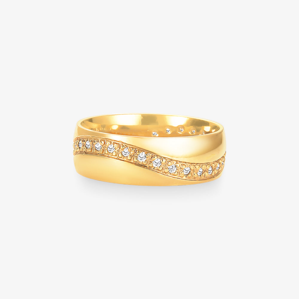 Aliança Imperial Comfort com Pedras em Ouro Amarelo 18K, 6,40mm