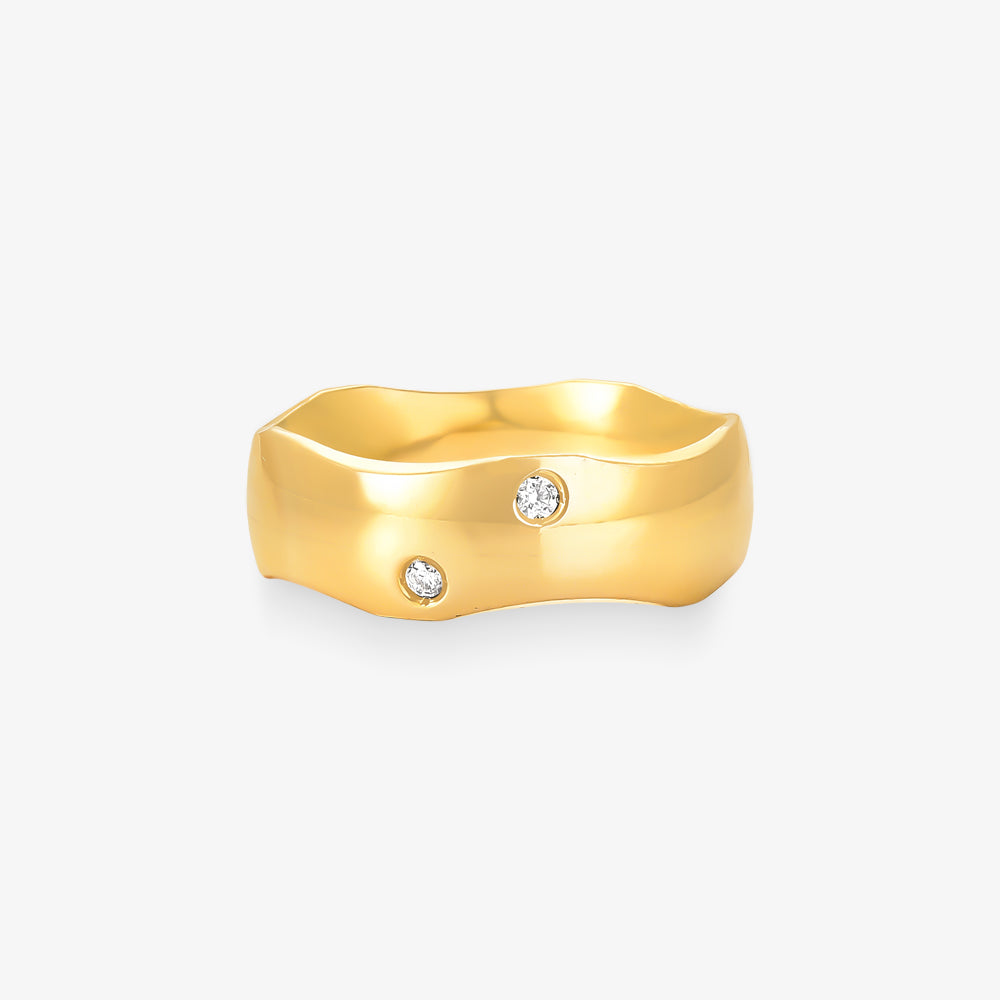 Aliança Sol Comfort com Pedras em Ouro Amarelo 18K, 6,70mm