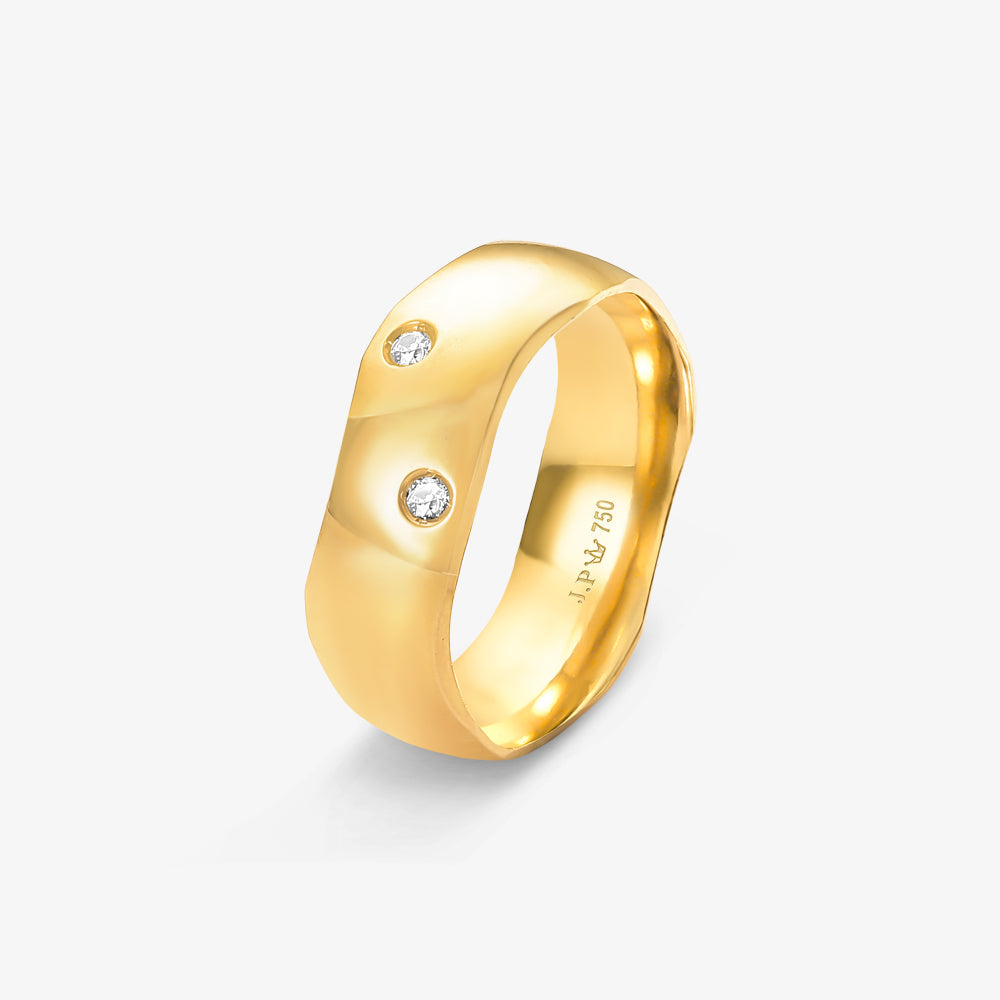 Aliança Sol Comfort com Pedras em Ouro Amarelo 18K, 6,70mm