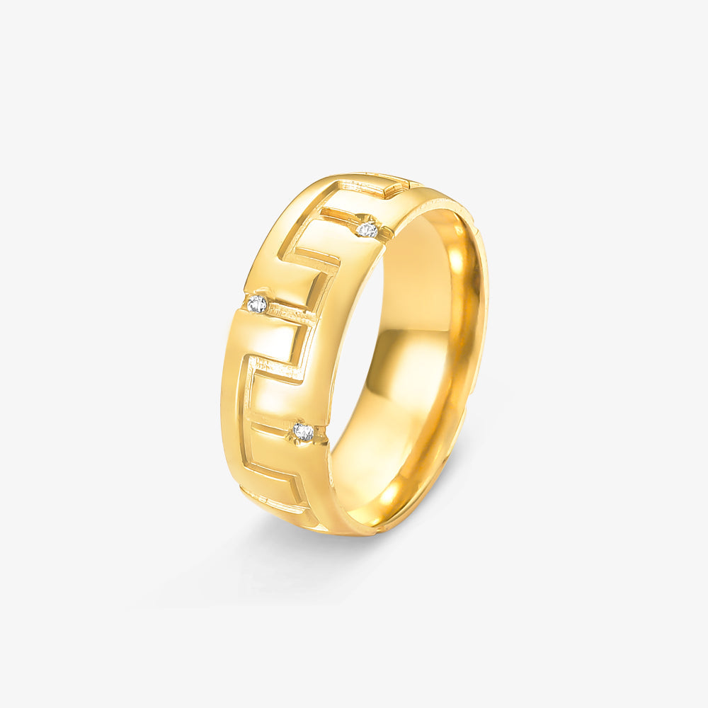 Aliança Luna Comfort com Pedras  em Ouro Amarelo 18K, 6,80mm