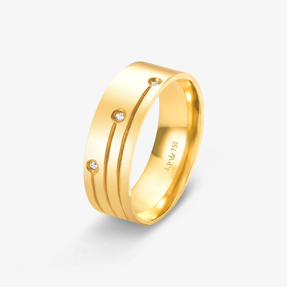 Aliança LX Comfort com Pedras em Ouro Amarelo 18K, 7mm