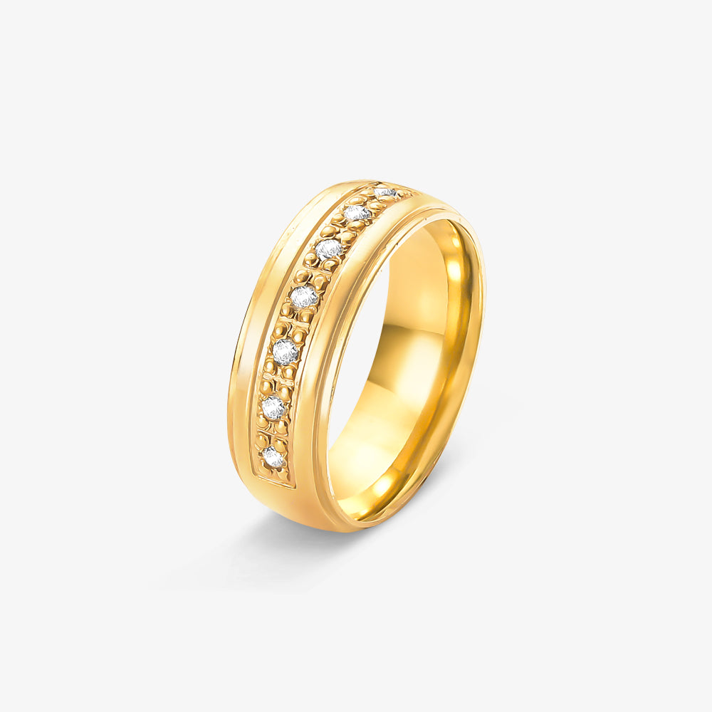 Aliança Estrela Comfort com Pedras em Ouro Amarelo 18K, 6,70mm