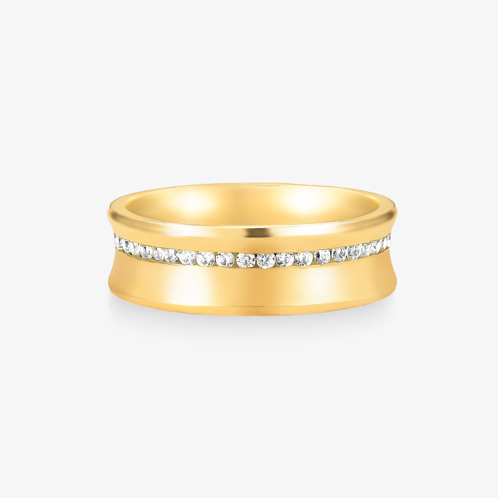Aliança Eterna Comfort com Pedras em Ouro Amarelo 18K, 7mm