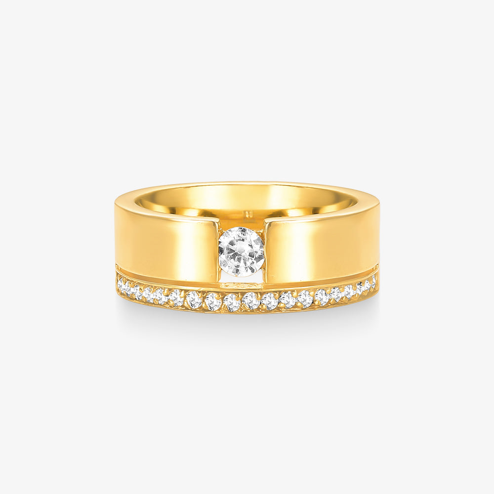 Aliança Destino Comfort com Pedras em Ouro Amarelo 18K, 7mm