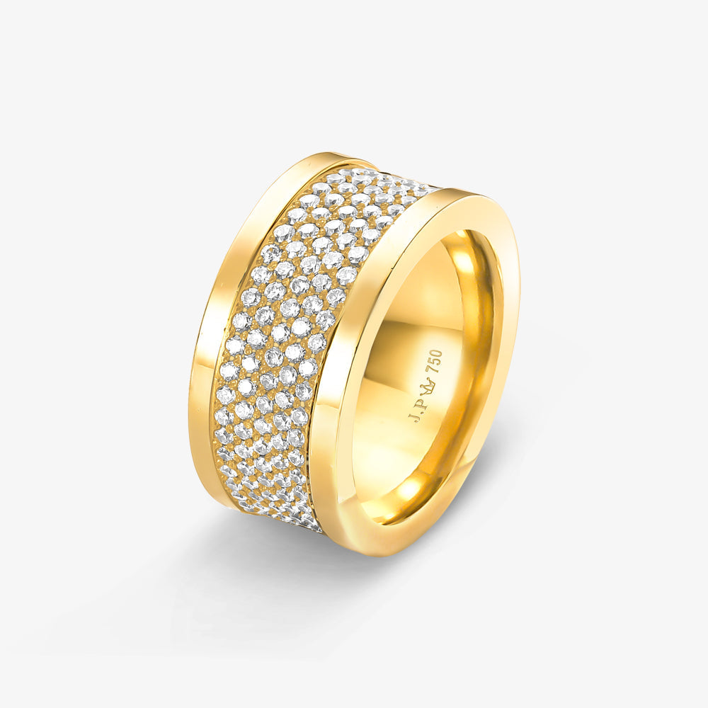 Aliança Althea Reta com Pedras em Ouro Amarelo 18K, 10,50mm